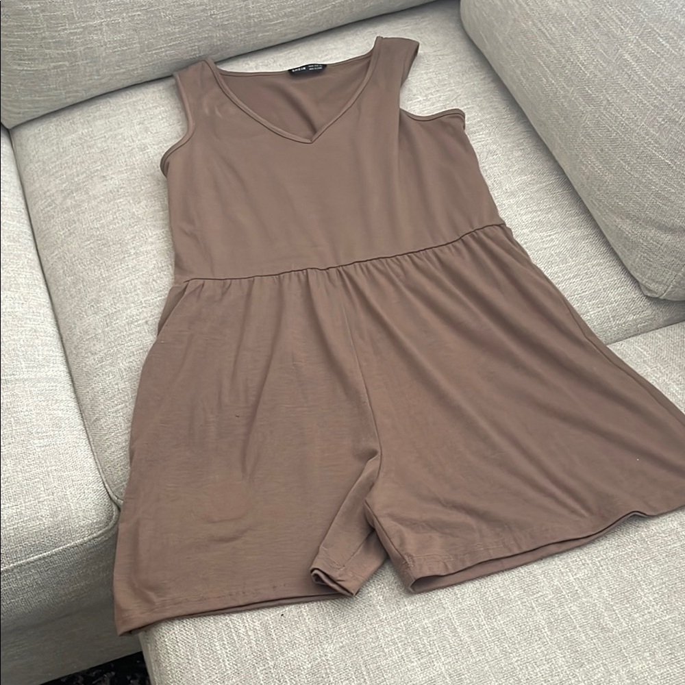 Brown Sleeveless Romper